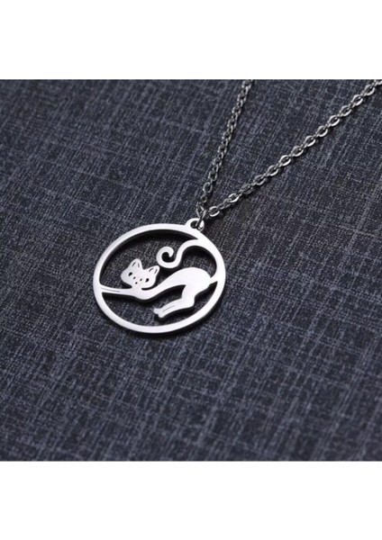 925 Ayar Gümüş Tembel Kedi Kolye