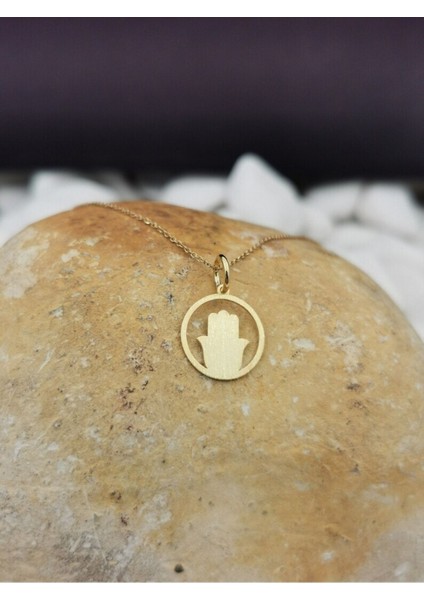 Has Altın Kaplama Fatma Ana Eli 925K Kolye