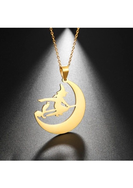 925 Ayar Gümüş Ay ve Cadı Kolye