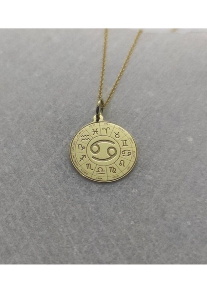 925 Ayar Gümüş Burç Haritası Yengeç Burcu Kolye