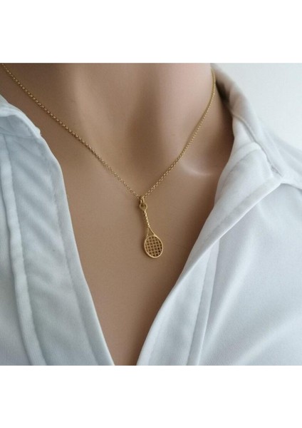 925 Ayar Gümüş Tenis Raketi Kolye