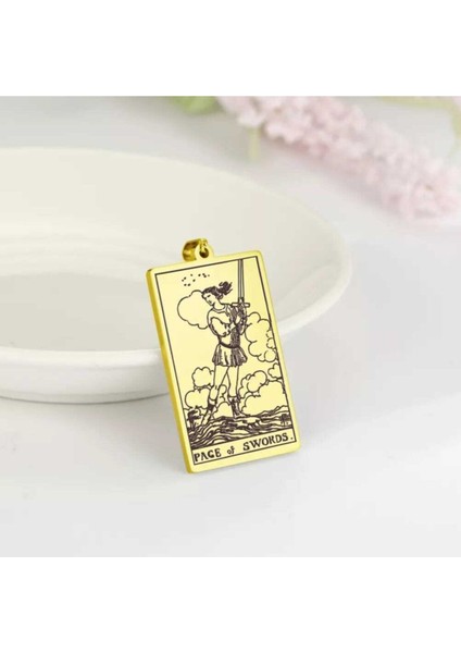 925 Ayar Gümüş Tarot (Page Of Swords) Kılıç Sayfası Kolye Ucu