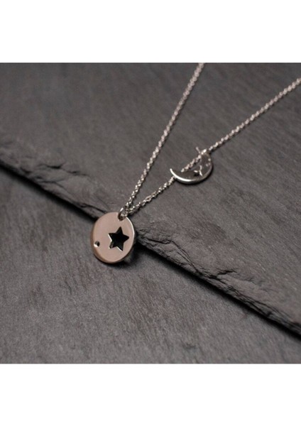 925 Ayar Gümüş Ay Yıldız Kolye