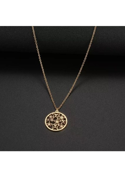 925 Ayar Gümüş Halka Içi Kelebek Çiçekler Kolye