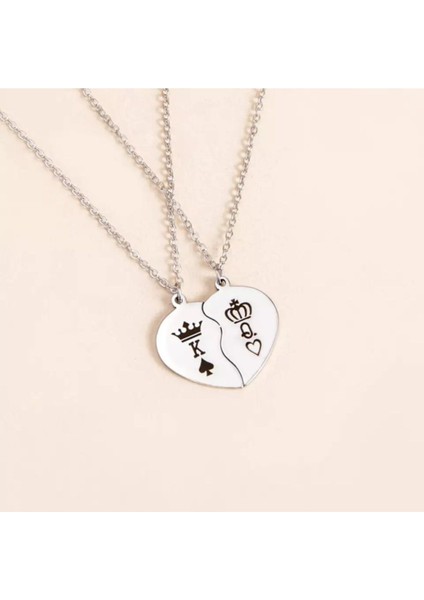 925 Ayar Gümüş Çift Kral Kraliçe Kolye modelleri