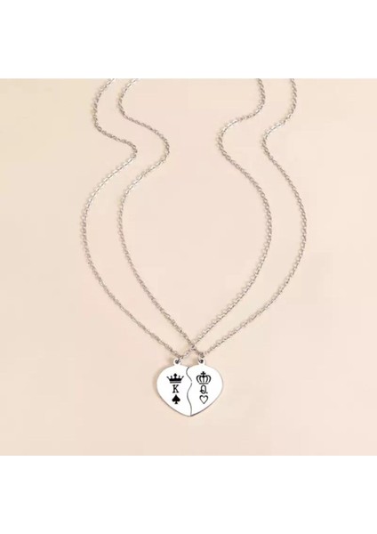 925 Ayar Gümüş Çift Kral Kraliçe Kolye fırsatları