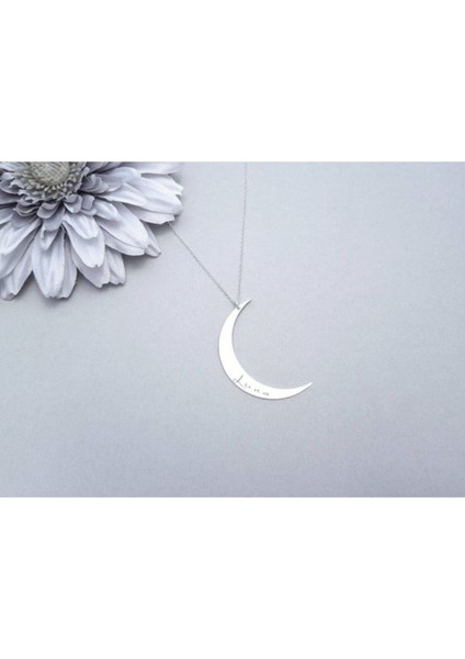 925 Ayar Gümüş Isimli Ay Kolye
