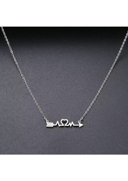 925 Ayar Gümüş Kalp Atışı Ok Kolye