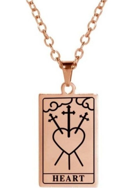 925 Ayar Gümüş Minimal Heart Tarot Kolye