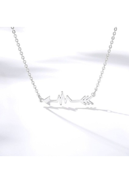 925 Ayar Gümüş Kalp Atışı Ok Kolye