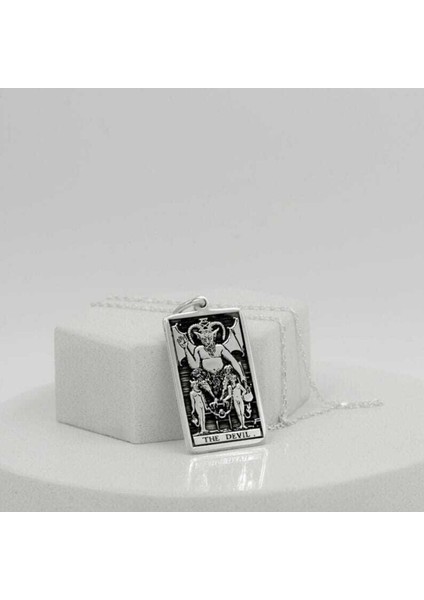 925 Ayar Gümüş Tarot (The Devil) Şeytan Kolye