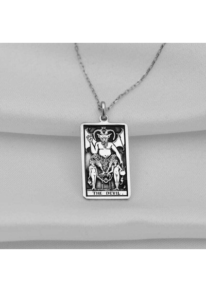 925 Ayar Gümüş Tarot (The Devil) Şeytan Kolye fiyatları