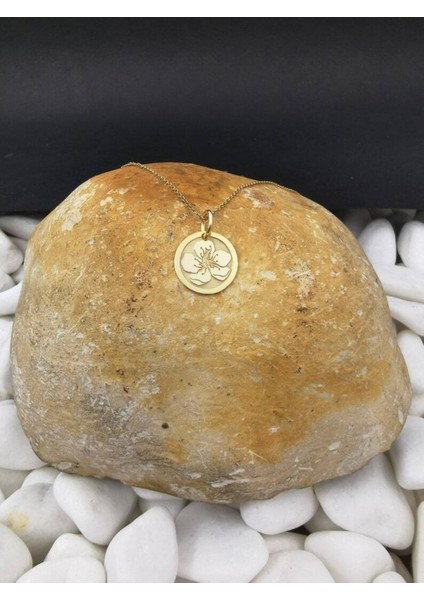 Has Altın Kaplama Hibiskus 925K Kolye