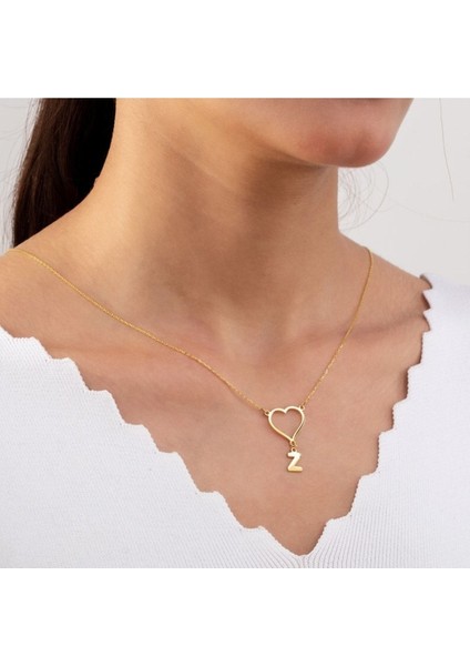 925 Ayar Gümüş Kalp Sallantılı Harf Kolye modelleri