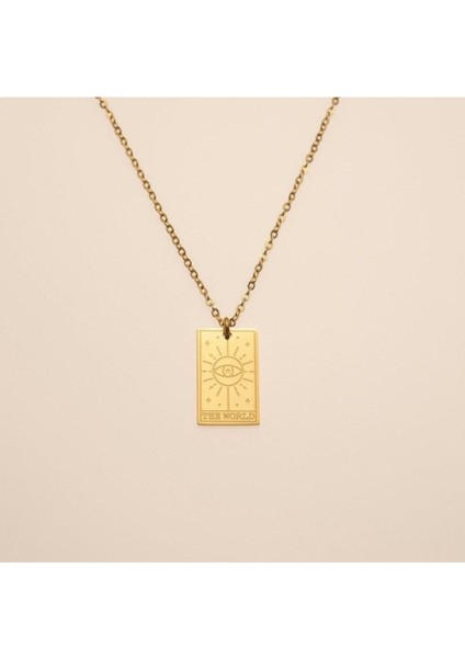 925 Ayar Gümüş The World Tarot Kolye