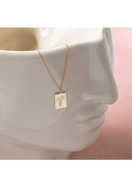 925 Ayar Gümüş Plaka Nergis Çiçeği Kolye fiyatları