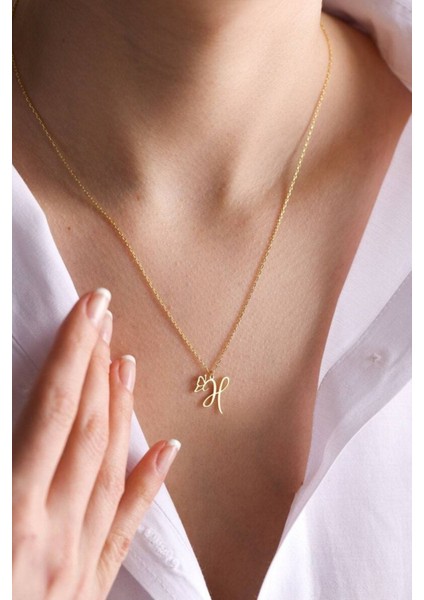 925 Ayar Gümüş Kelebek Detaylı Harf Kolye