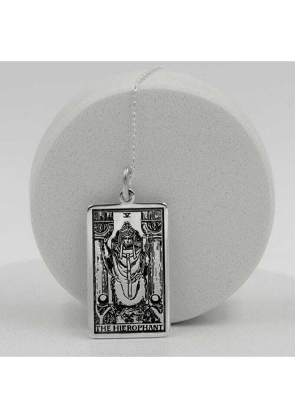 925 Ayar Gümüş Tarot Baş Rahip The Hierophant Kolye