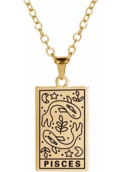 925 Ayar Gümüş Balık Burcu Kart Kolye