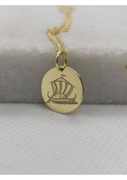 925 Ayar Gümüş Eski Gemi Kolye