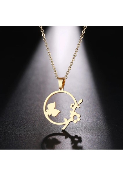 925 Ayar Gümüş Çiçek Kelebek Kolye