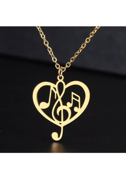 925 Ayar Gümüş Kalp Içinde Müzik Notaları Kolye