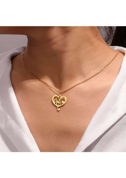 925 Ayar Gümüş Kalp Içinde Müzik Notaları Kolye modelleri