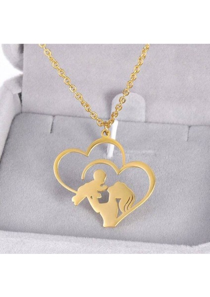 925 Ayar Gümüş Kalp Anne Bebek Kolye