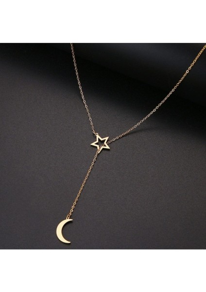 925 Ayar Gümüş Iç Içe Ay Yıldız Kolye