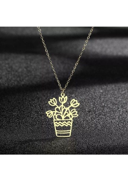 925 Ayar Gümüş Saksıda Çiçek Kolye