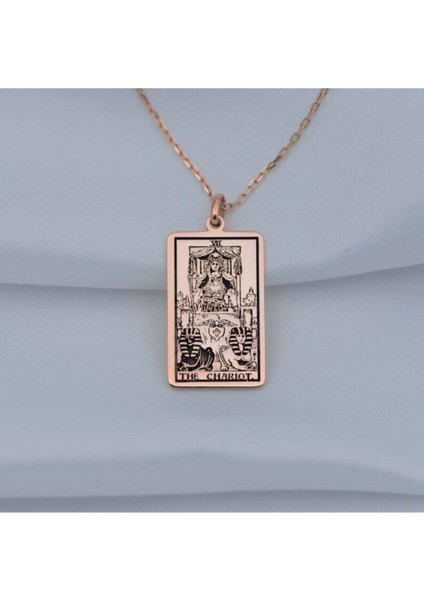 925 Ayar Gümüş Tarot (The Charıot) Araba Kolye