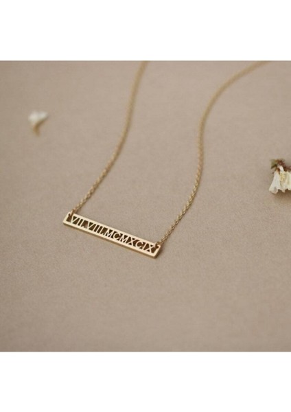 925 Ayar Gümüş Plaka Romen Rakam Kolye