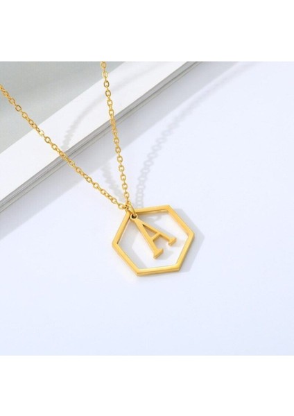 925 Ayar Gümüş Altıgen Model Harf Kolye fiyatları