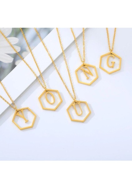925 Ayar Gümüş Altıgen Model Harf Kolye fırsatları