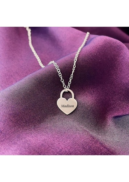 925 Ayar Gümüş Kalp Kilit Isim Kolye