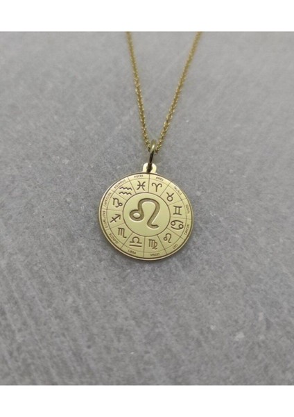 925 Ayar Gümüş Burç Haritası Aslan Burcu Kolye