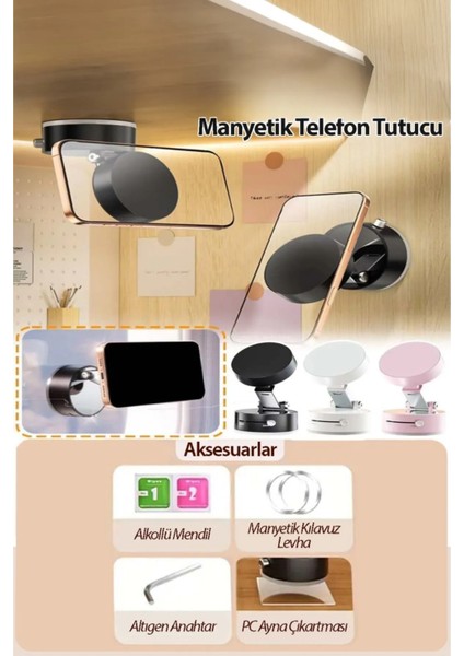 Vakumlu Manyetik Taşınabilir Çok Amaçlı Araç Telefon Tutucu Adt-03
