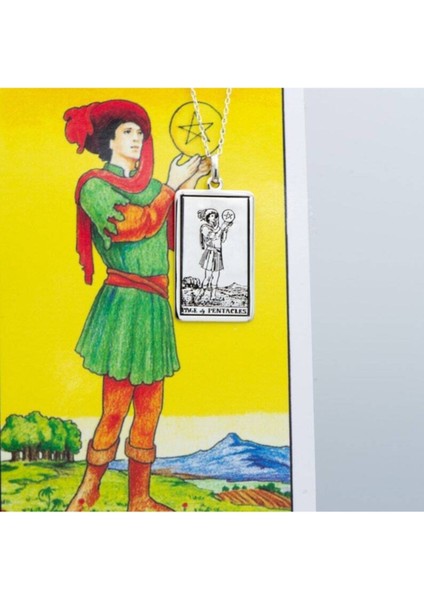 925 Ayar Gümüş Tarot (Page Of Pentacles) 5 Köşeli Yıldız Sayfası Kolye modelleri