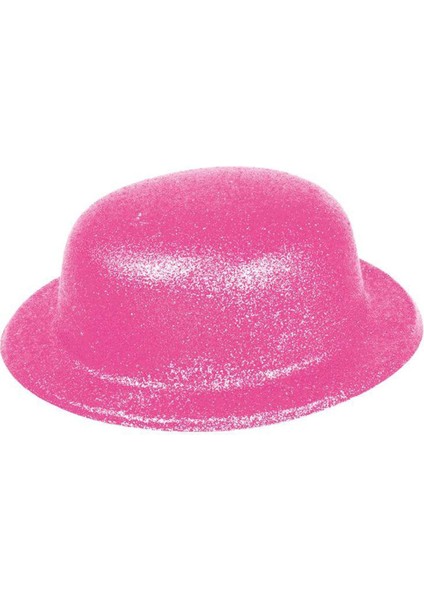 Pembe Renk Simli Melon Yuvarlak Parti Şapkası 24 x 26 cm