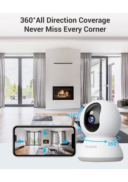 360° 2k İç Mekan Güvenlik Kamerası Beyaz indirimleri