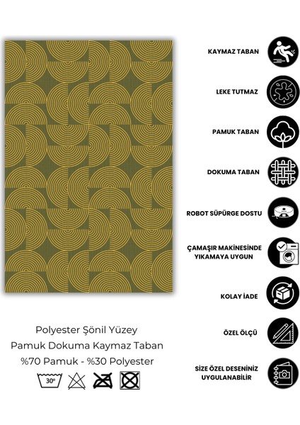 Yarım Daire Geometrik Desenli Hali Dekoratif Halı Oturma Odası Halısı fırsatları