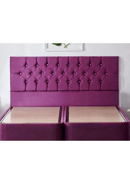 Niron Violet Yatak Seti 140x190 cm Çift Kişilik Yatak Baza Başlık Takımı - Orta Sert Yatak Mor Baza ve Başlığı