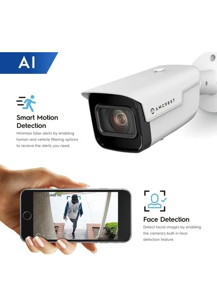 4K Optik Zoom Aı Ip Poe Araç Algılama Kamerası Beyaz indirimleri