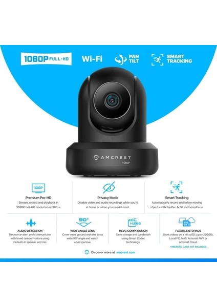 Prohd 1080P Wifi 2mp 30FPS Güvenlik Kamerası Siyah