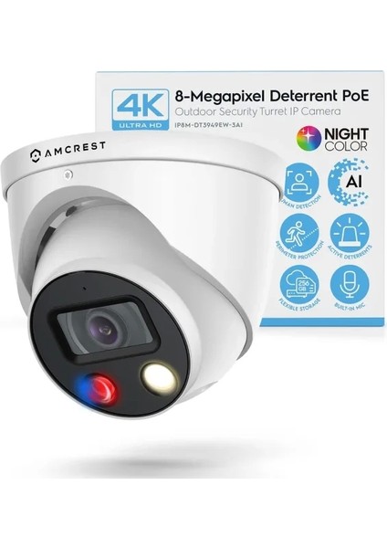 Ultrahd 4K (8mp) Ip Poe Aı 30FPS Kamera Beyaz