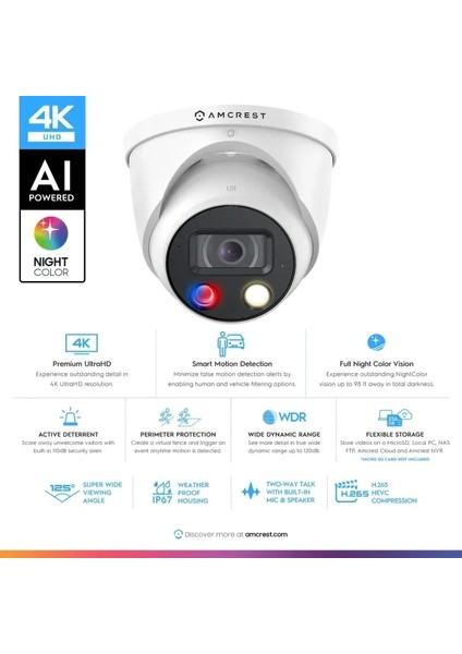 Ultrahd 4K (8mp) Ip Poe Aı 30FPS Kamera Beyaz fiyatları