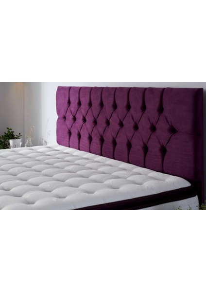 Niron Purple Yatak Seti 80x200 cm Tek Kişilik Yatak Baza Başlık Takımı - Orta Sert Yatak Mor Baza ve Başlığı