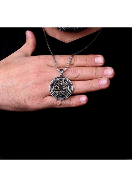 925 Ayar Gümüş Hz Süleyman Mührü Model Kolye