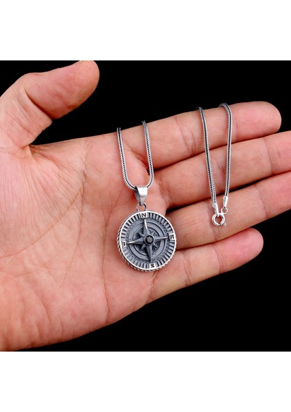 925 Ayar Gümüş Yön Pusulası Model Zirkon Taşlı Kolye fiyatları