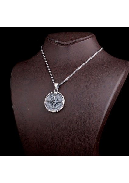 925 Ayar Gümüş Yön Pusulası Model Zirkon Taşlı Kolye modelleri